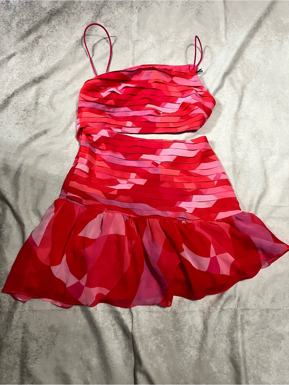 Hello Molly Red and Pink Mini Dress